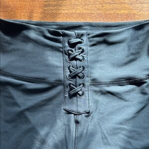 WeWoreWhat Black Lace-Up Biker Shorts size L